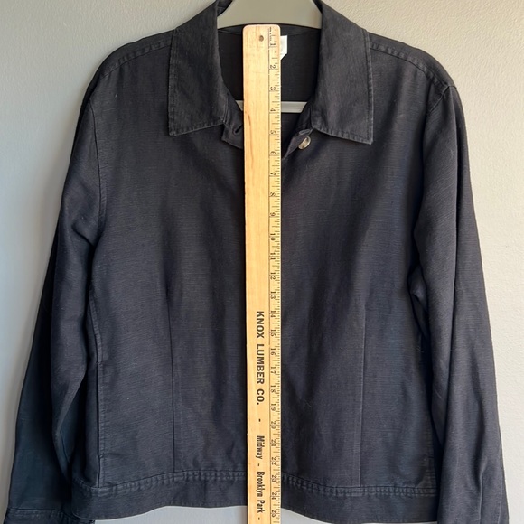 TALBOTS Irish Linen Button Front Jacket, BLACK, Large, Cotton & Linen - Picture 2 of 4